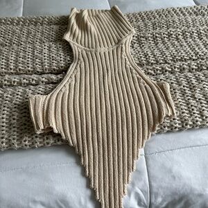 Cream Turtle Neck Top
